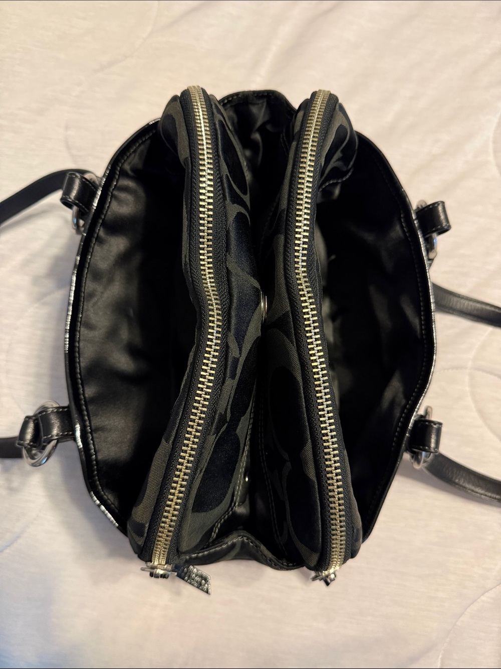 Coach Black Signature Jacquard Shoulder Bag with Charms - Picture 7 of 10